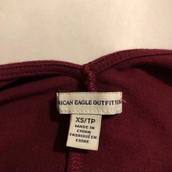 AEO Burgandy Skater Dress Open Tie Back Scoop Neck - Picture 8 of 8